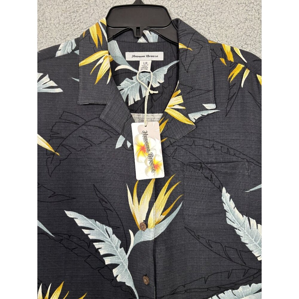 Havana Breeze Bird Of Paradise 100% Silk Hawaiian Shirt Multicolor Large NWT's - Picture 2 of 6